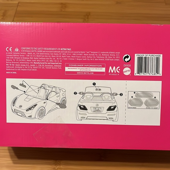 Barbie Pink Convertible 2-Seater Vehicle Doll Accessory With Rolling Wheels - Picture 6 of 9